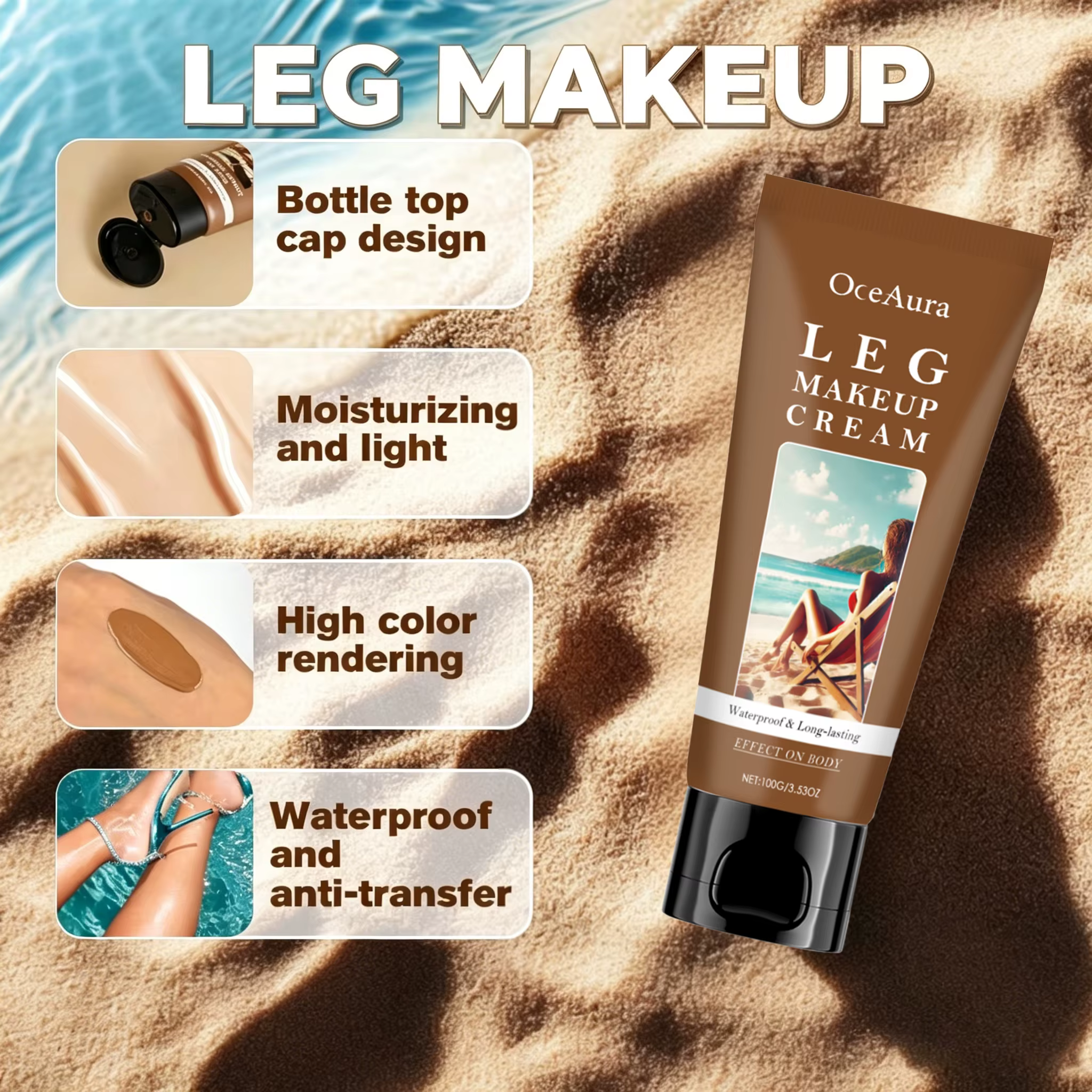 Crème de Teint Bronzante Instantanée Effet Soleil avec Acide Hyaluronique