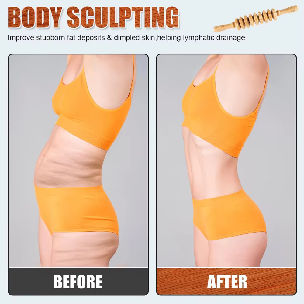 Rouleau en bois incurvé pour la Cellulite du ventre