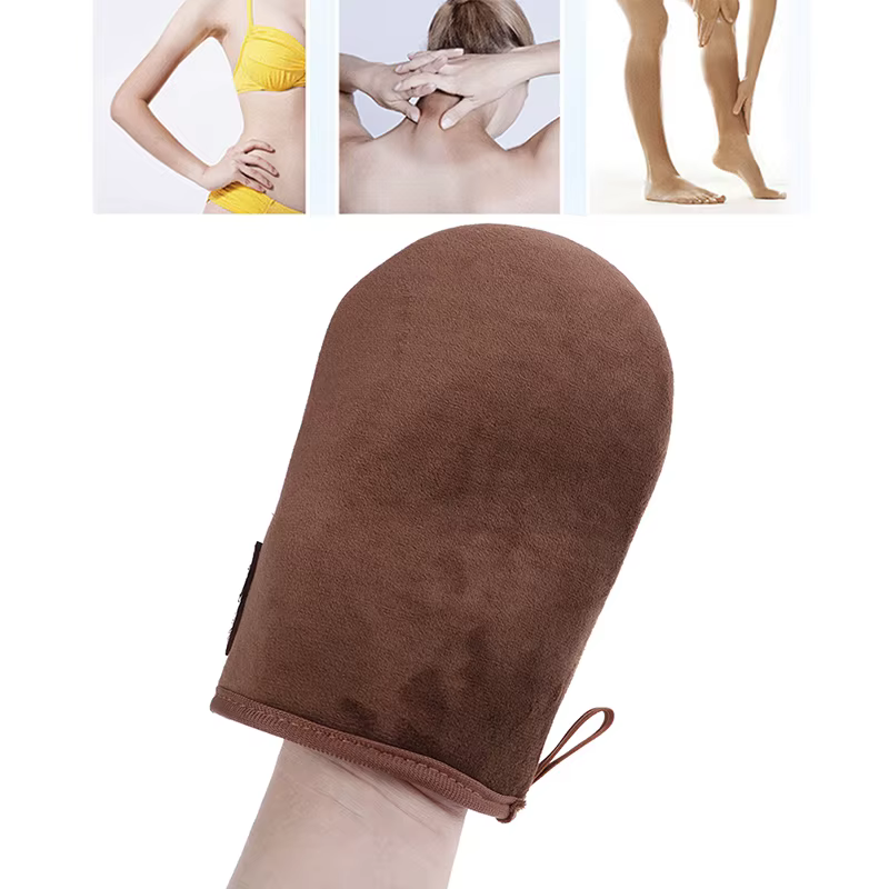Applicateur réutilisable marron gants de bronzage crème Lotion Mousse gant de nettoyage du corps