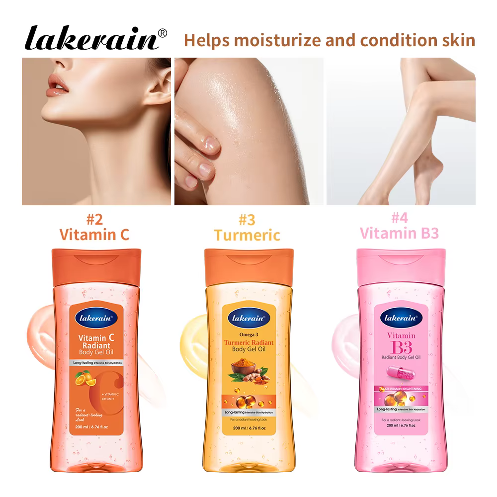 Huile Corporelle Éclatante à la Vitamine C et au Curcuma – Adoucit les Peaux Sèches