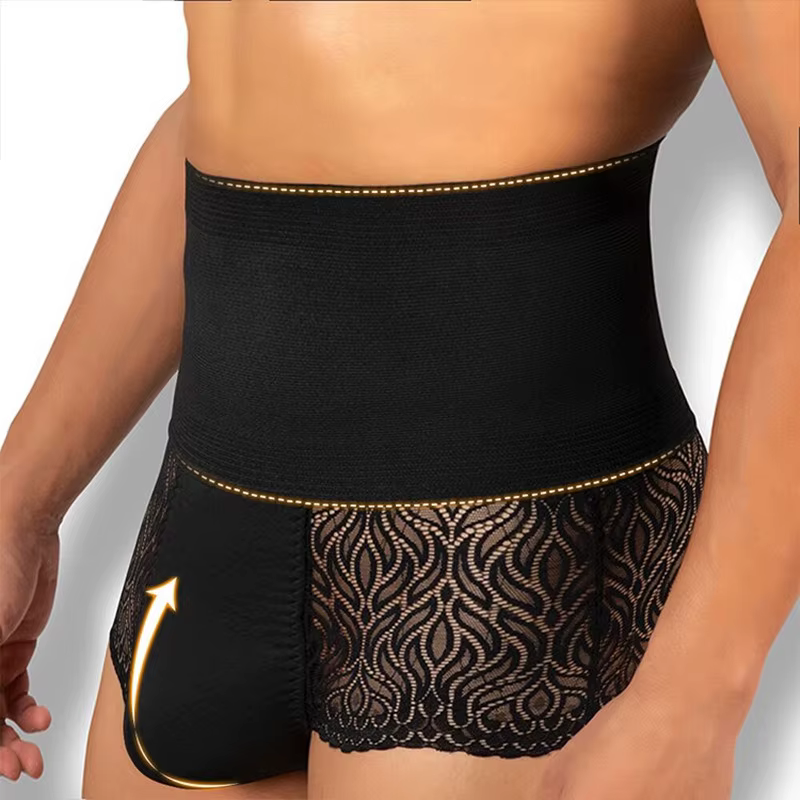 Culottes amincissantes pour homme, gaines sculptantes rehausseurs de fesses, shorts de compression sexy en dentelle pour hommes, pour perdre du ventre et sculpter la silhouette