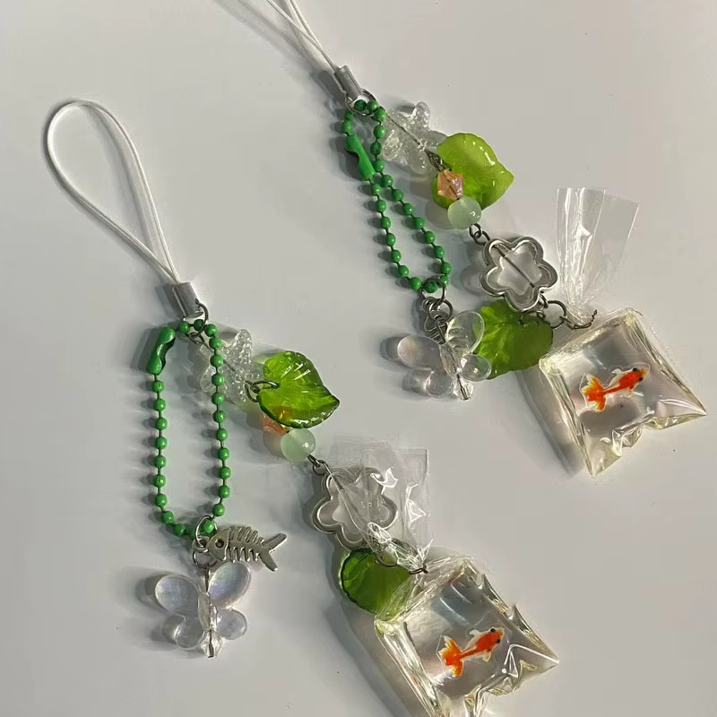 Porte-clés sac de poisson fait à la main, bijoux esthétiques
