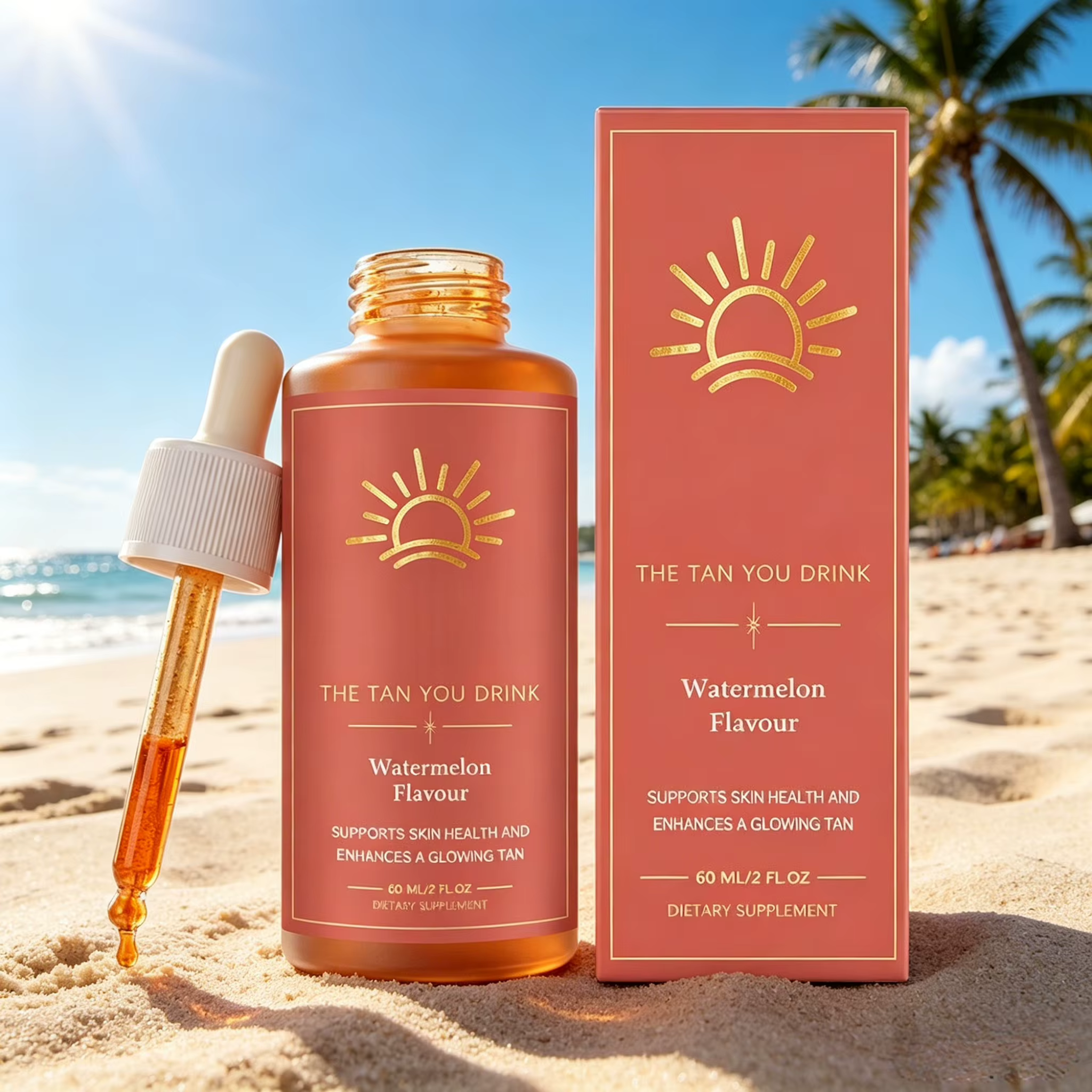 Gouttes autobronzantes à la pastèque 60 ml - Améliore la mélanine de la peau