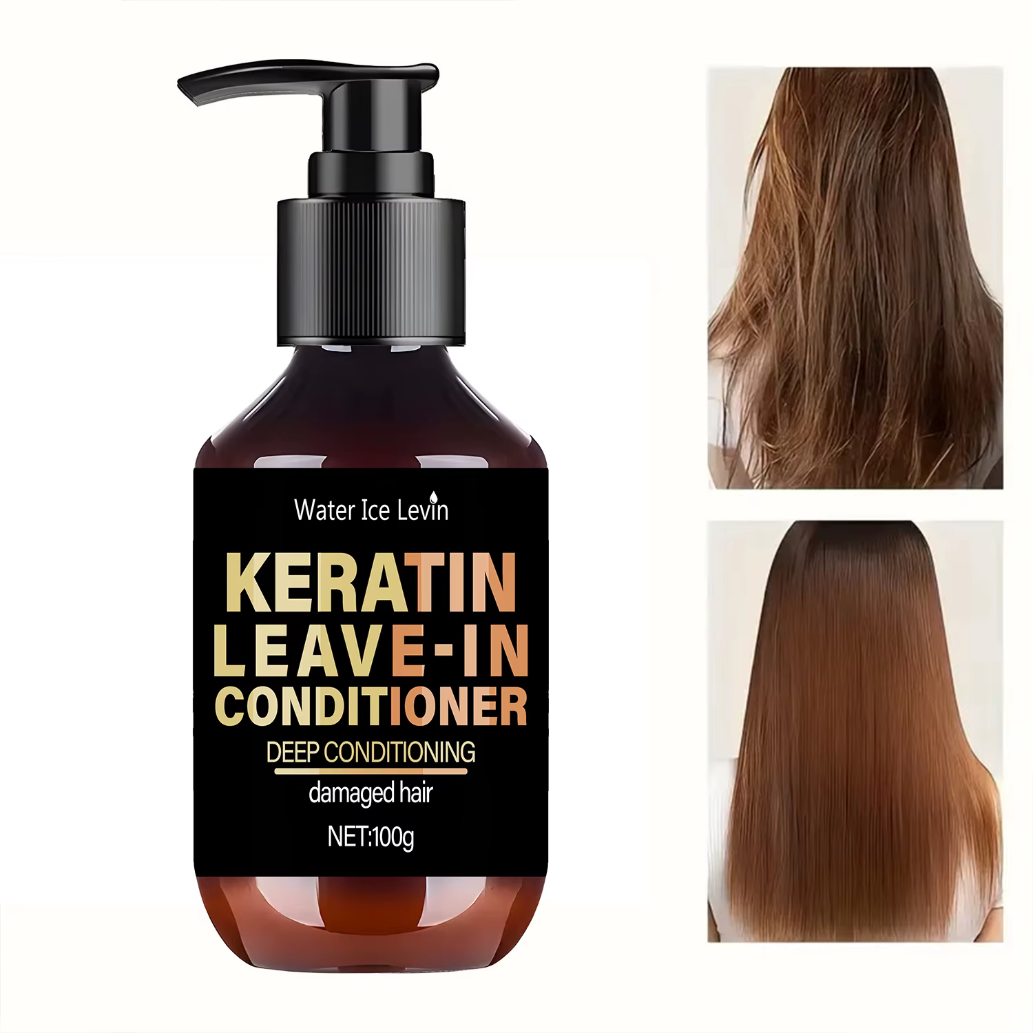Réparateur Cheveux Abîmés Après-Shampoing Sans Rinçage 1+1 Pack 100g avec Biotine Collagène Acide Hyaluronique Vitamine C Kératine Hydratant Conditionnement Profond Pas Cher