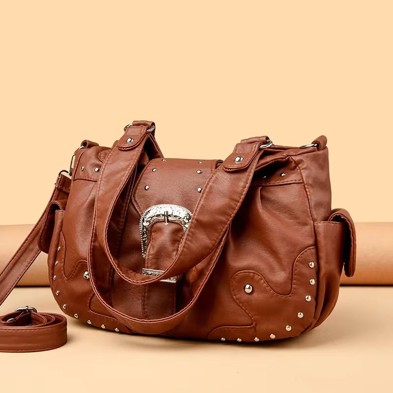 Sac à Main de Luxe en Cuir Souple Vintage pour Femme, Grande Capacité, Décontracté, à Bandoulière, de Voyage