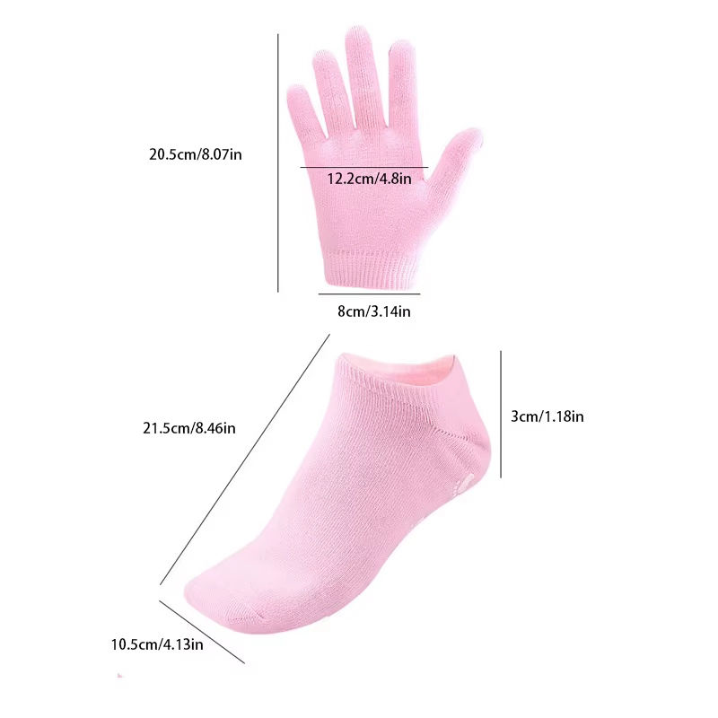 1 ensemble de chaussettes et gants réutilisables en Gel SPA
