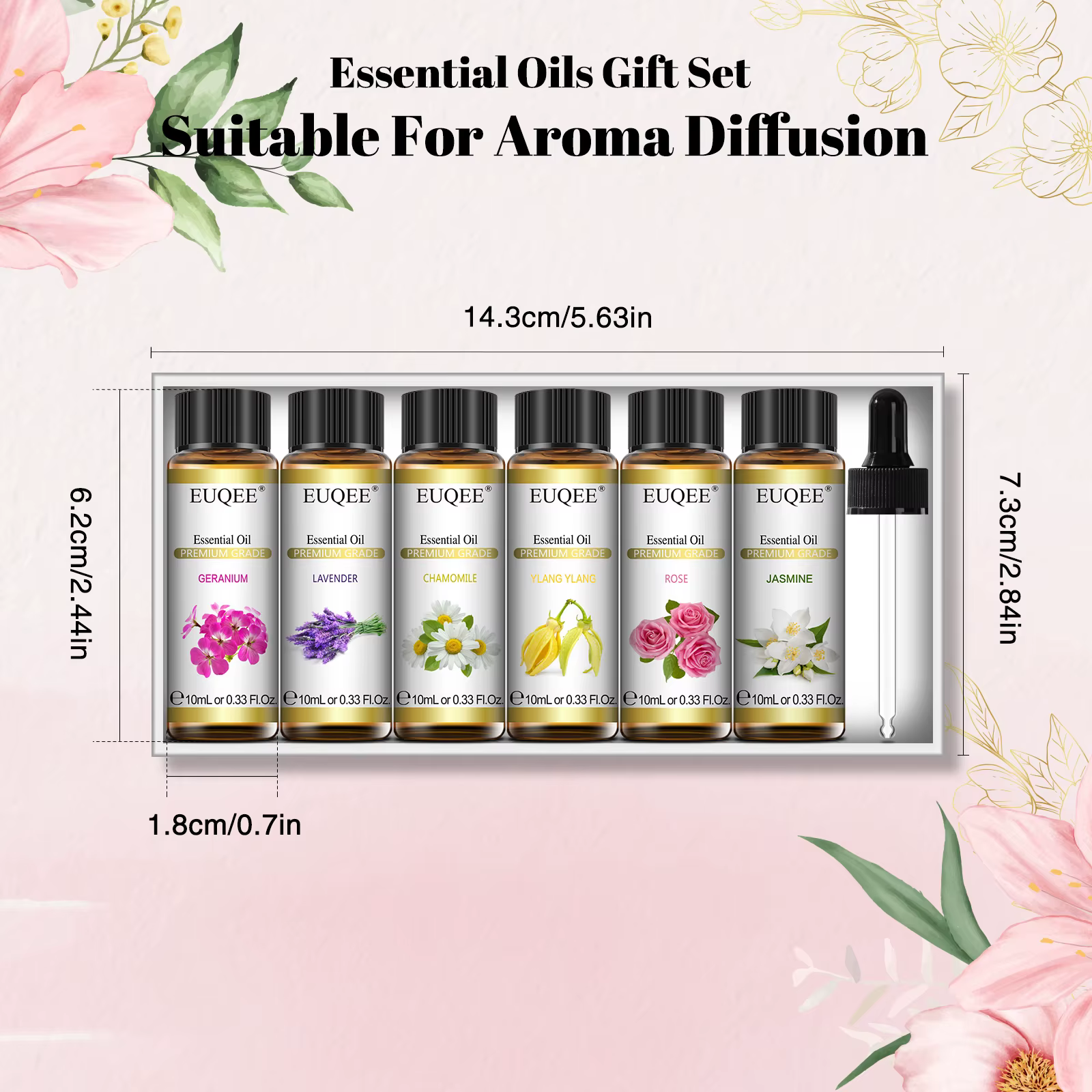 EUQEE huiles essentielles Set 6 bouteilles 10ml
