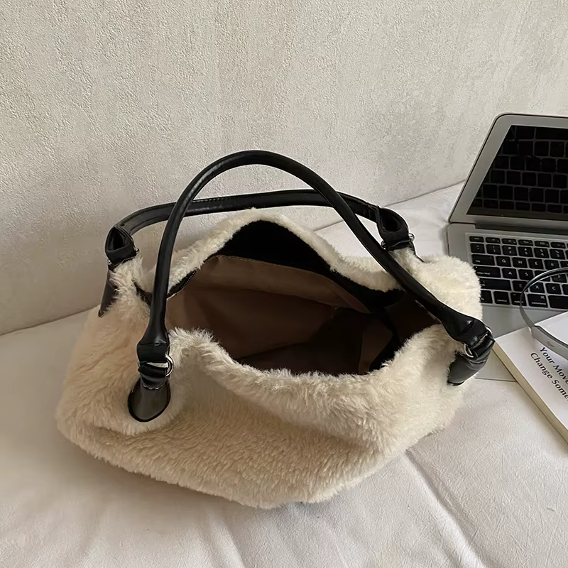 Sac à Main et Sac à Main de marque supérieure pour femmes, Sac à bandoulière en fausse fourrure de styliste, fourre-tout sous les bras en peluche moelleuse, Sac d'hiver