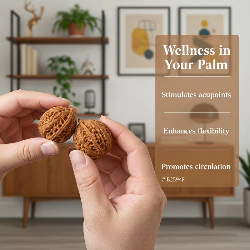 Lot de 2 balles de massage pour les mains en noyer Wenwan naturel