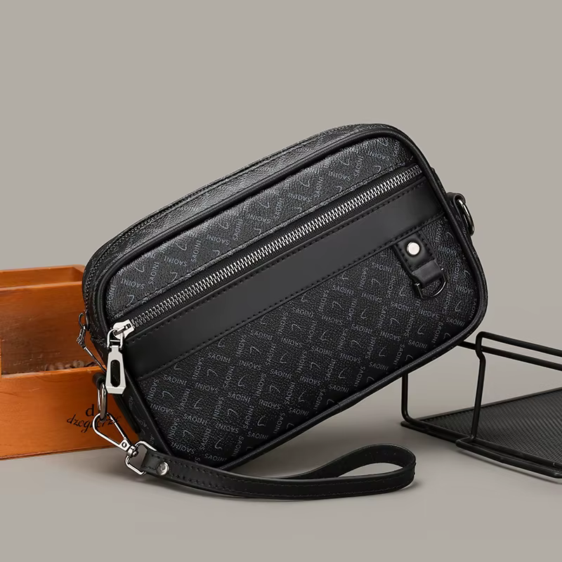 Sac pour hommes d'affaires de haute qualité en cuir PU souple Sac à main pour homme Sac à bandoulière multi-fonctionnel pochette pour hommes avec sangle de taille Sac