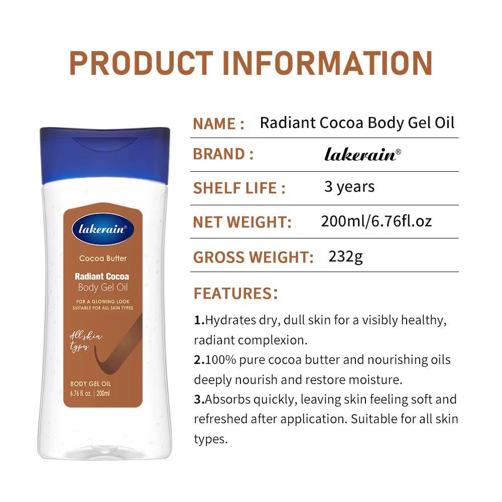 Lakerain beurre de cacao brillant huile pour le corps hydratant nourrissant