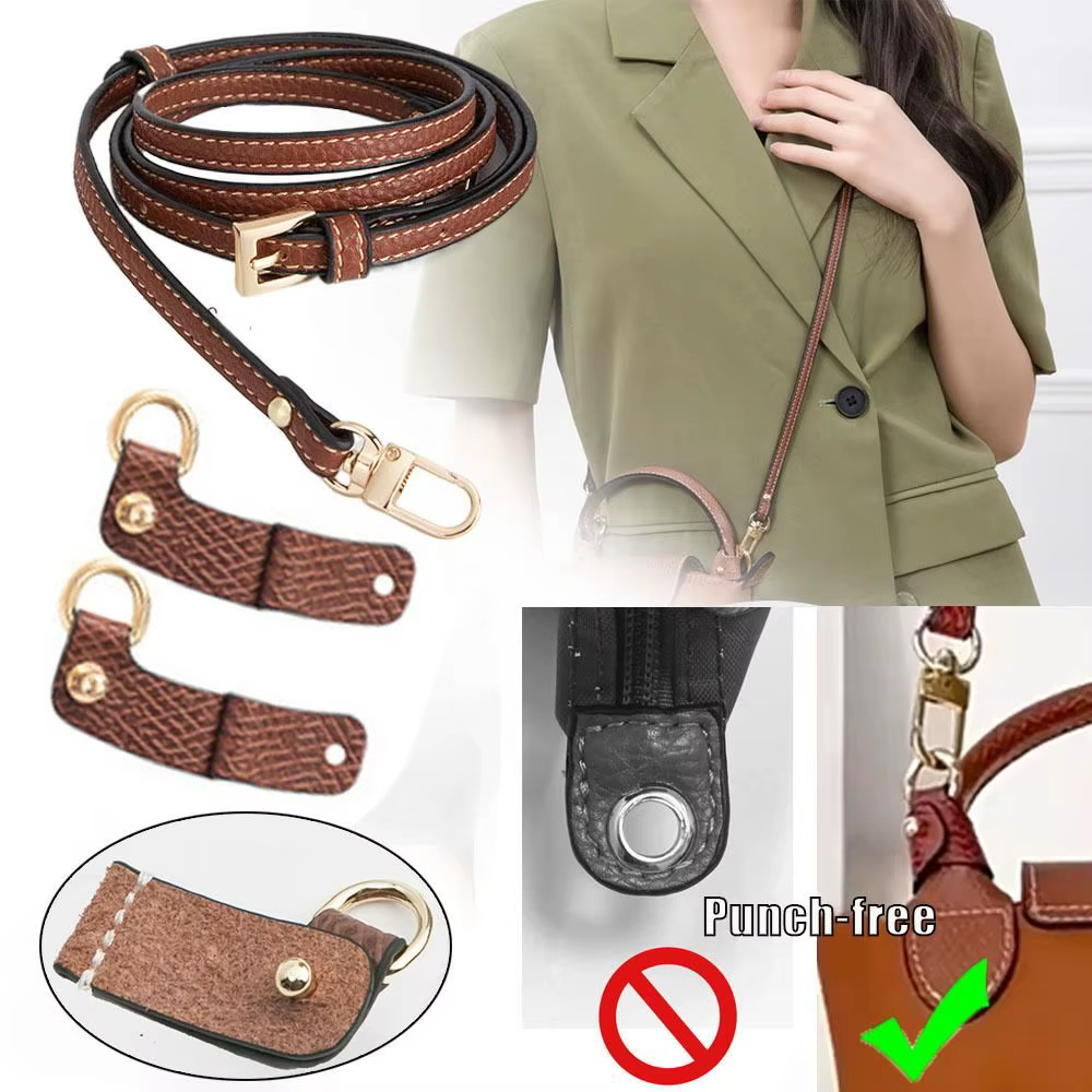 Sac à main de transformation de conversion sans poinçon, sacs à bandoulière environnementaux, accessoires de sangle en cuir véritable, structure suspendue pour Longchamp