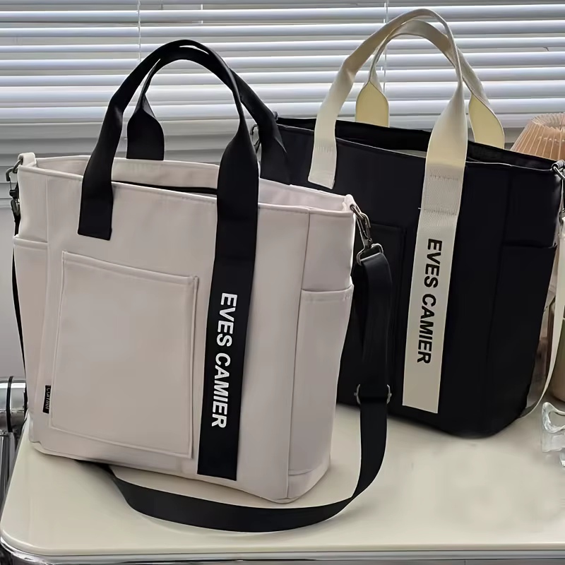 Sac fourre-tout en toile, sac à main simple à la mode, sac à bandoulière pour femmes, sac de transport à main, sac polochon avec fermeture à glissière