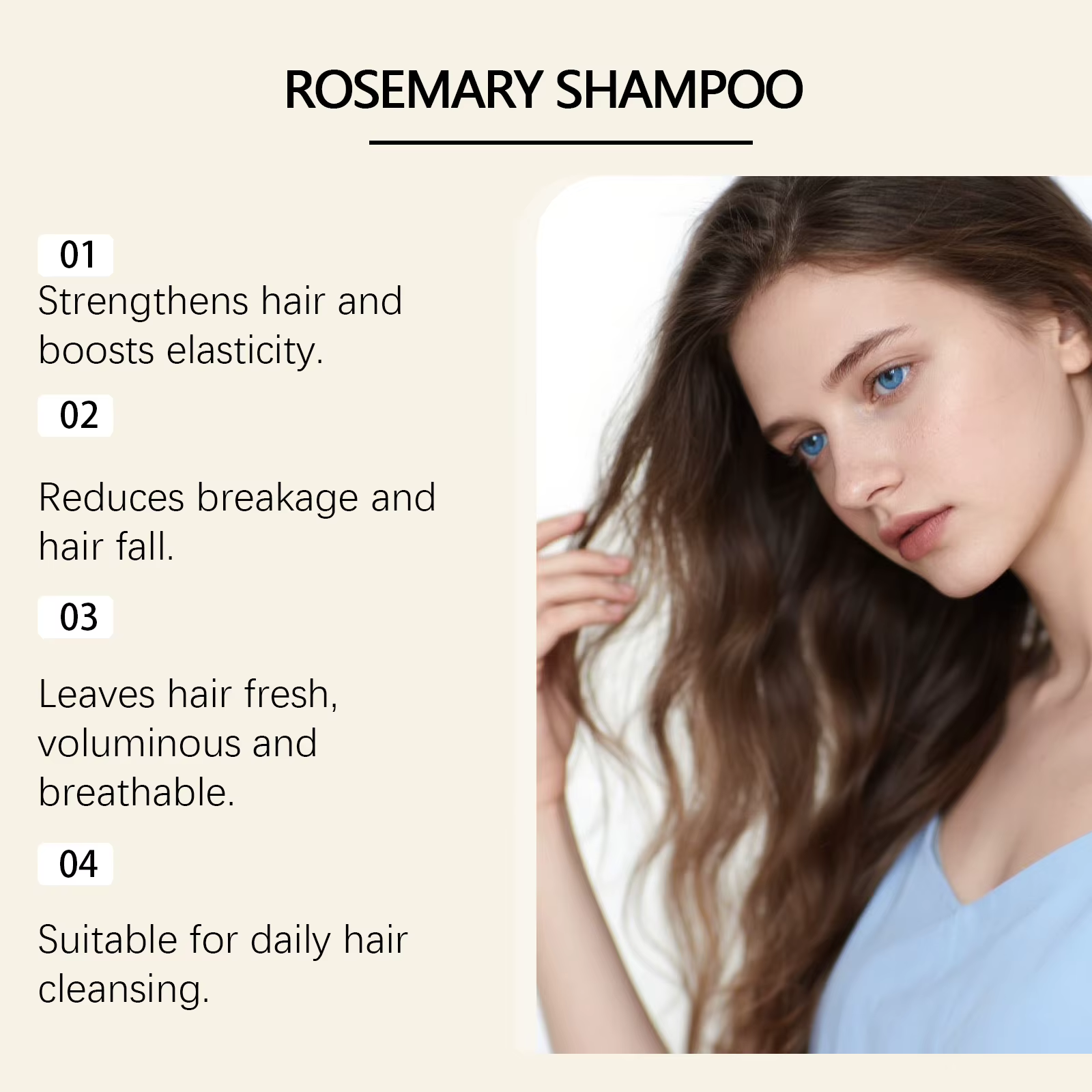 Shampoo à la Rosmarine Acide Aminé Volumisant pour Cheveux Gras Soin du Cuir Chevelu Épaississant Contrôle des Frisottis Brillance Hydratant Gratuit Hommes Femmes