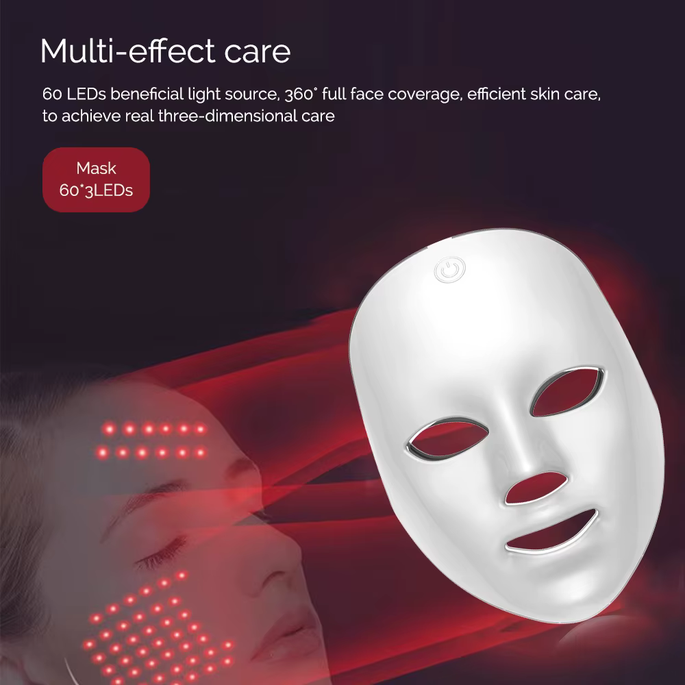 7 couleurs Photon visage masque LED lumière rouge Anti-rides rajeunissement soins de la peau LED masque Facial beauté SPA Ance réparation peau éclaircir