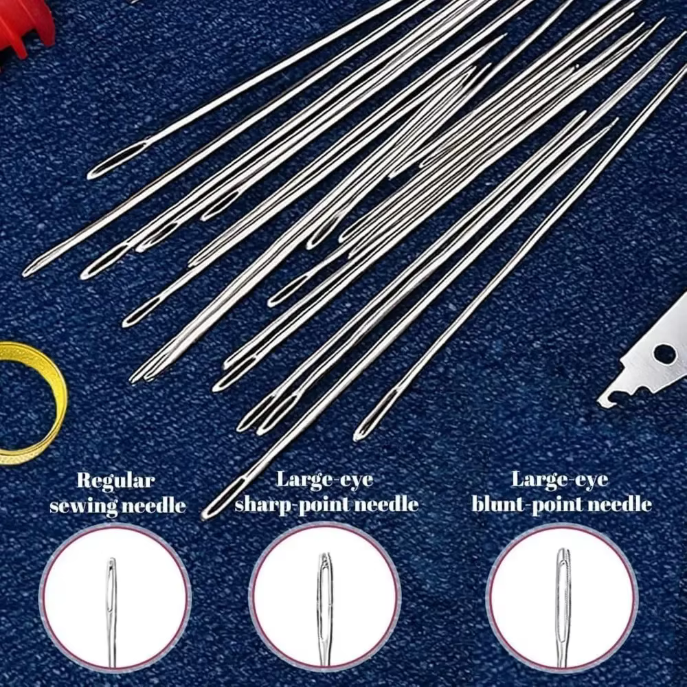 Kit de couture à la main, ensemble d'aiguilles et de fils avec découseur, enfile-aiguille, dégrossisseur pour la couture DIY, la réparation de vêtements, outils de couture pour débutants