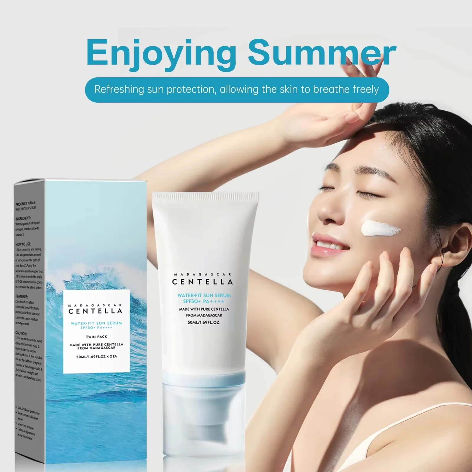 Crème solaire SPF50+ Centella – Protection UV forte à base d'eau avec soin hydratant