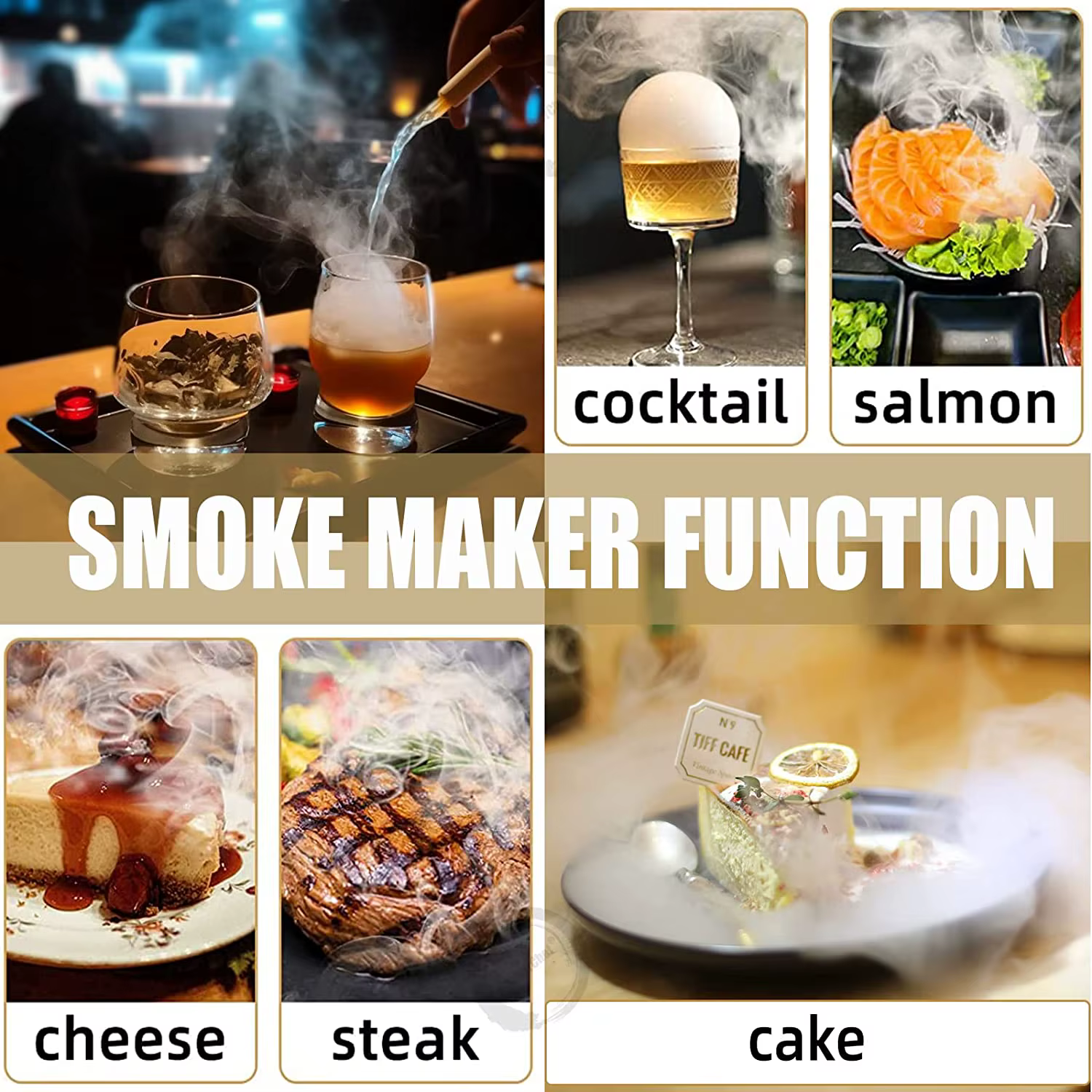Pistolet à fumée pour cocktail, kit de fumoir à cocktail, fumoir à huile essentielle aux extraits d'herbes, bon pour les aliments fumés et les cocktails