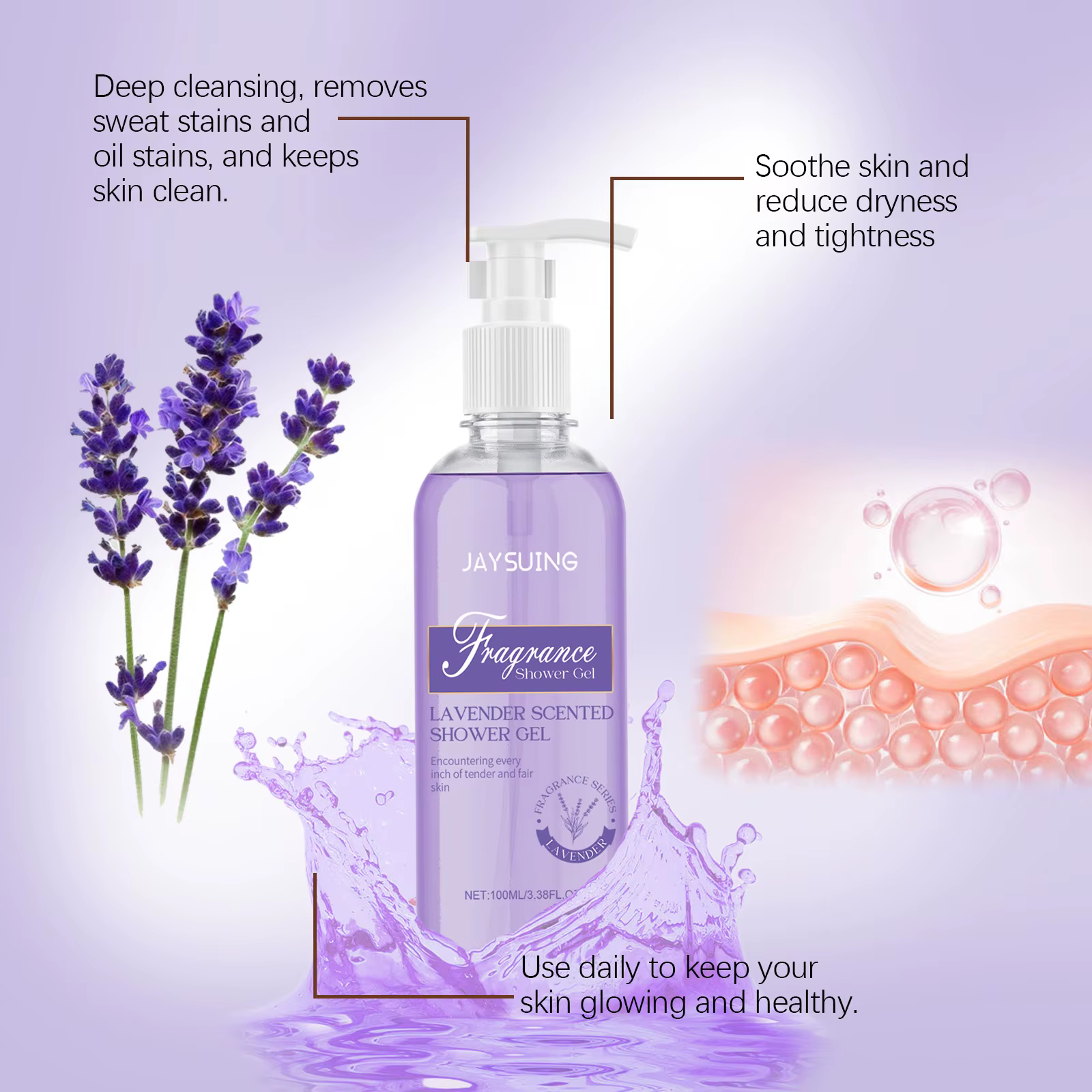 Gel douche parfumé, lavage du corps