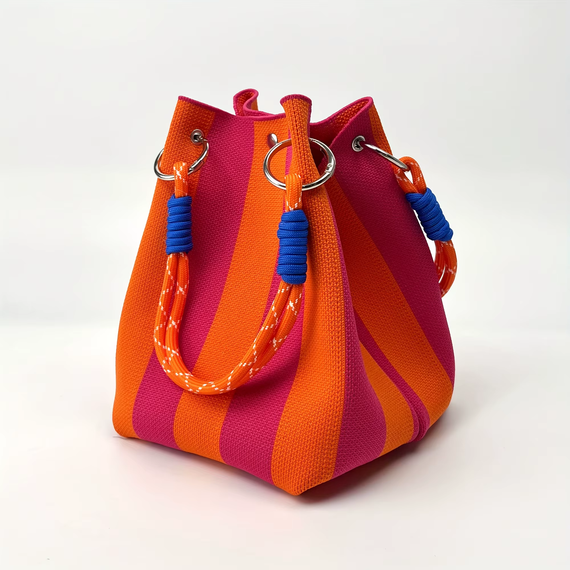 Sac à main rayé - Sac de rangement grande capacité, sac à main polyvalent multicolore, sac seau élégant