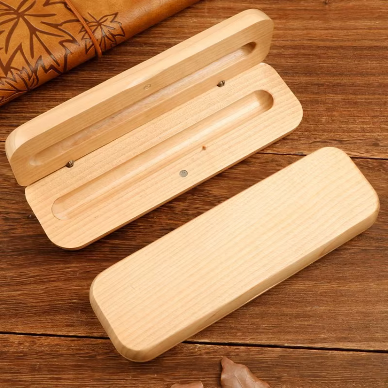 Boîte à stylos en bois naturel faite à la main, étui à crayons en bois, stylo plume portable, évaluation, stockage, bureau, fournitures scolaires, cadeau