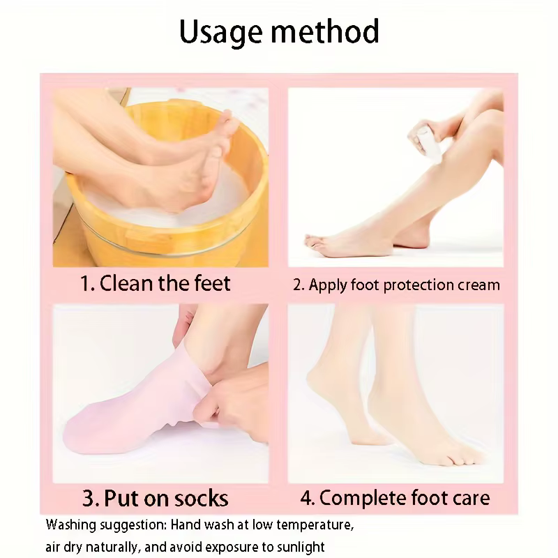 Lot de 2 chaussettes hydratantes en Gel de Silicone pour pieds secs et craquelés