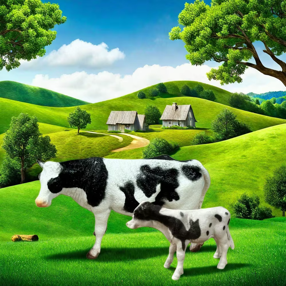 Modèles d'animaux de ferme, vaches et veaux, décorations pour la maison, pièces ornementales, accessoires de chambre sur le thème rural, figurines de collection