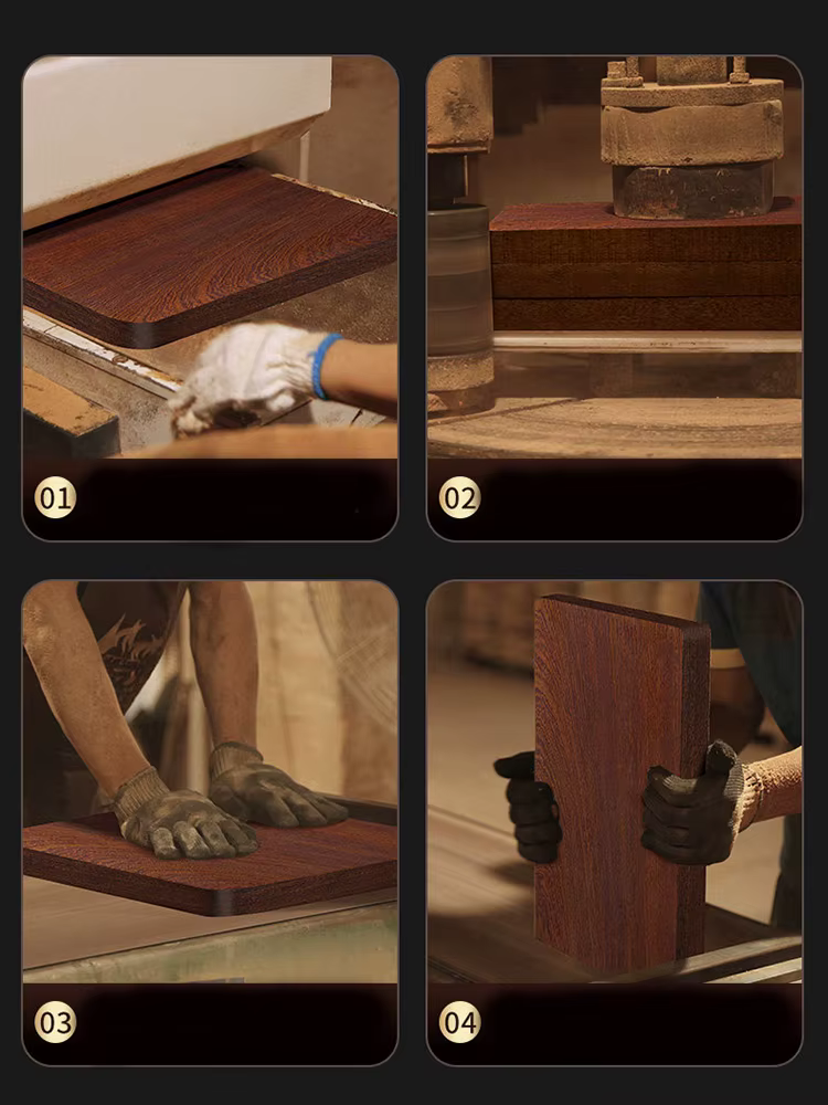 Planche à découper en bois massif polie à la main, antibactérienne et résistante à la moisissure, sans danger pour les mains, avec poignée en alliage améliorée