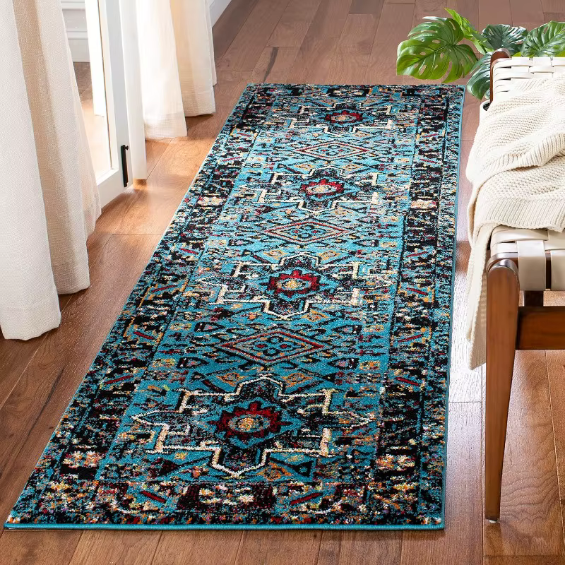 Tapis de course bohème, Collection Vintage, Design persan, imprimé géométrique, Long, pour salon, chambre à coucher, couloir, antidérapant