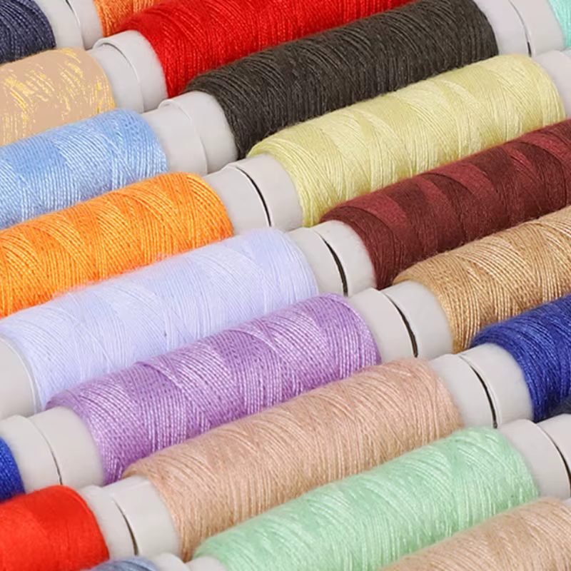 1 lot de 24/20 rouleaux de fil à coudre en polyester 402 de 81M pour usage manuel et mécanique, 400 yards, fil à broder pour bricolage, point de croix