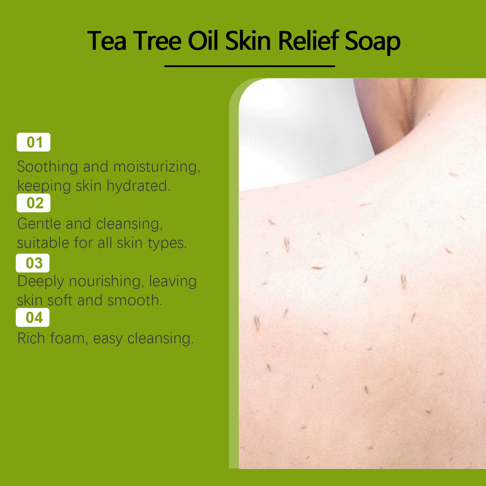 Savon à l'huile d'arbre à thé Nettoyant Doux Exfoliant Soulage les démangeaisons Hydratant Peau sèche Lissant
