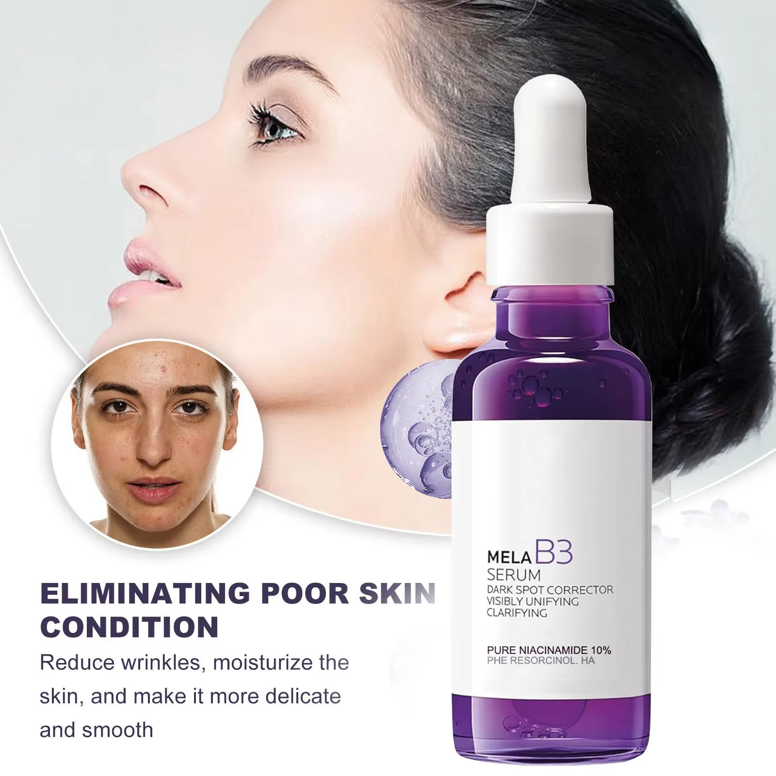 Sérum éclaircissant à la vitamine B3 (flacon violet) - Atténue les taches brunes