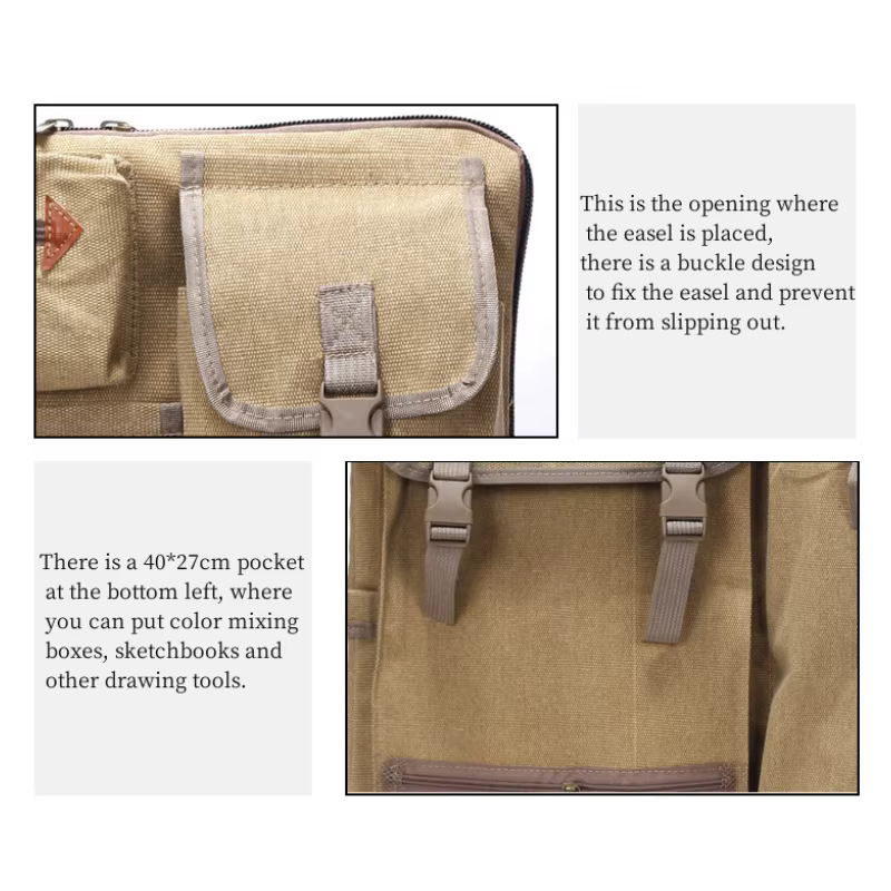Sac à dos en toile 4K, sac de planche à dessin multifonctionnel, croquis en plein air, fournitures d'art, fournitures de peinture, sac de rangement, sac à main chevalet