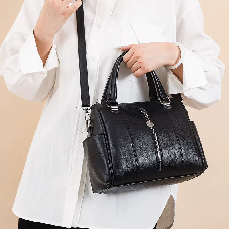Sac fourre-tout Vintage en cuir PU solide pour femmes, fourre-tout à poignée supérieure, sacoche à bandoulière de grande capacité, sac à main de banlieue