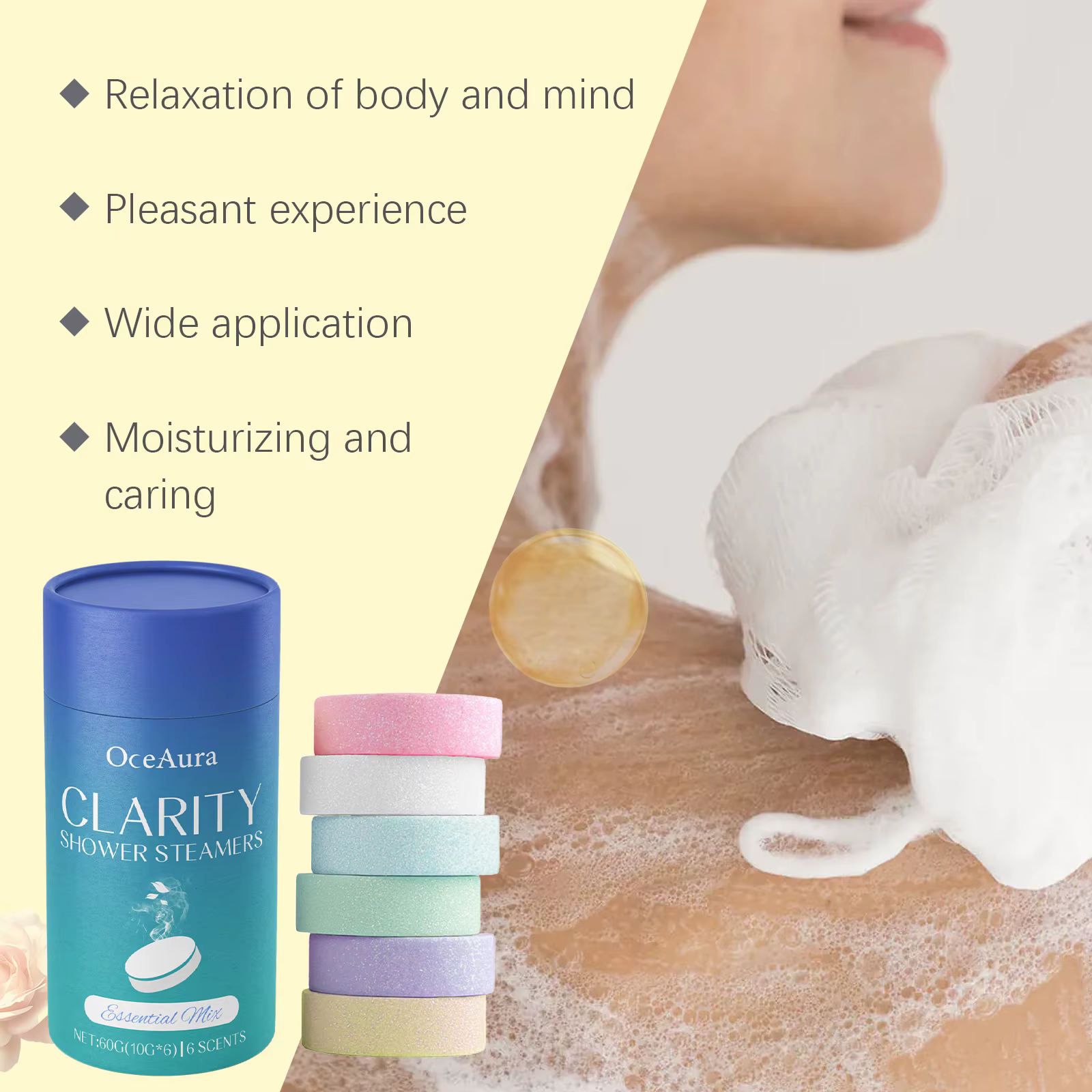 Tablettes de bain aromatiques pour la douche