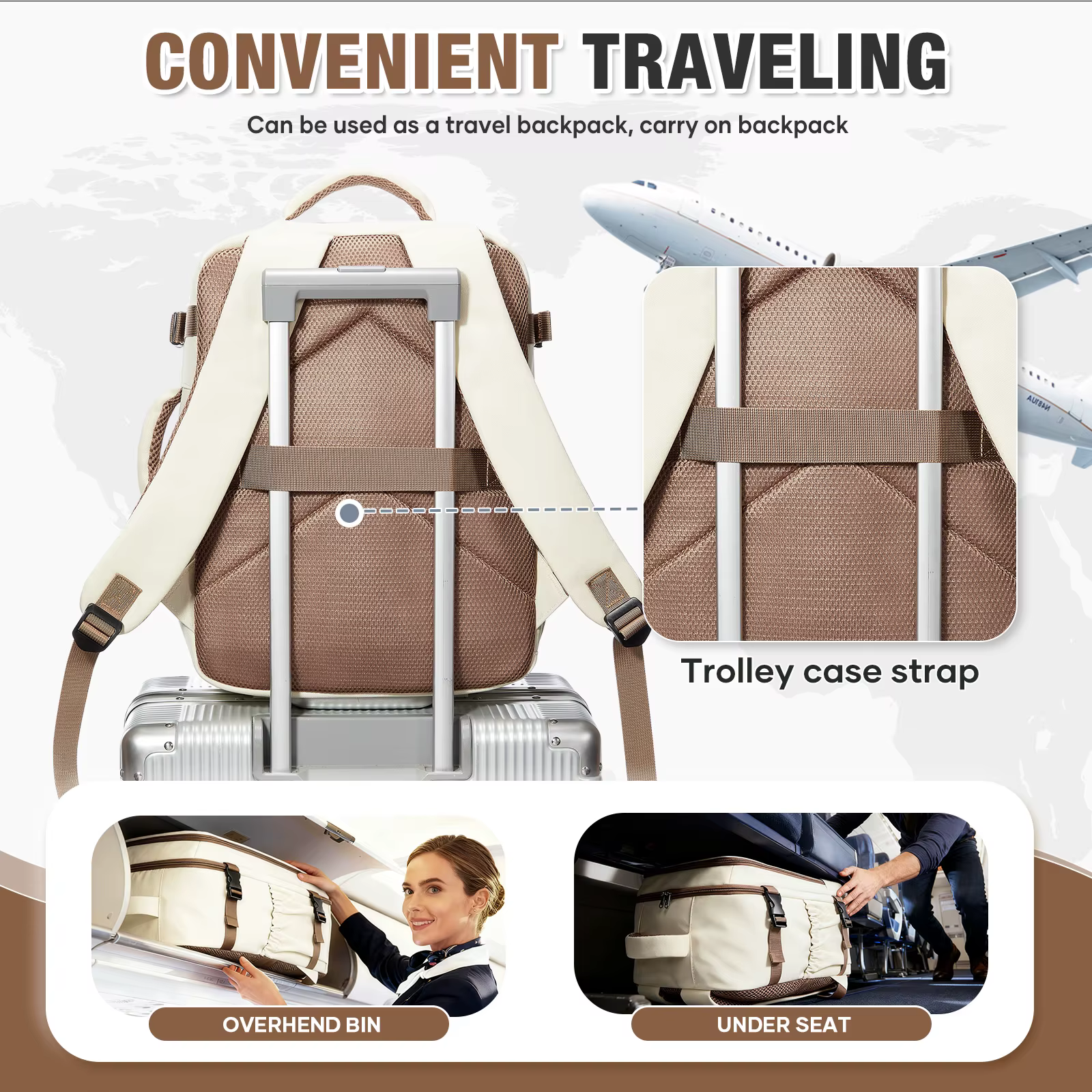 Ryanair Sac de cabine 40x30x20 cm Sac à dos de voyage sous le siège, Sac à dos de randonnée en plein air pour hommes avec sac sous vide séparé + Scelleuse sous vide