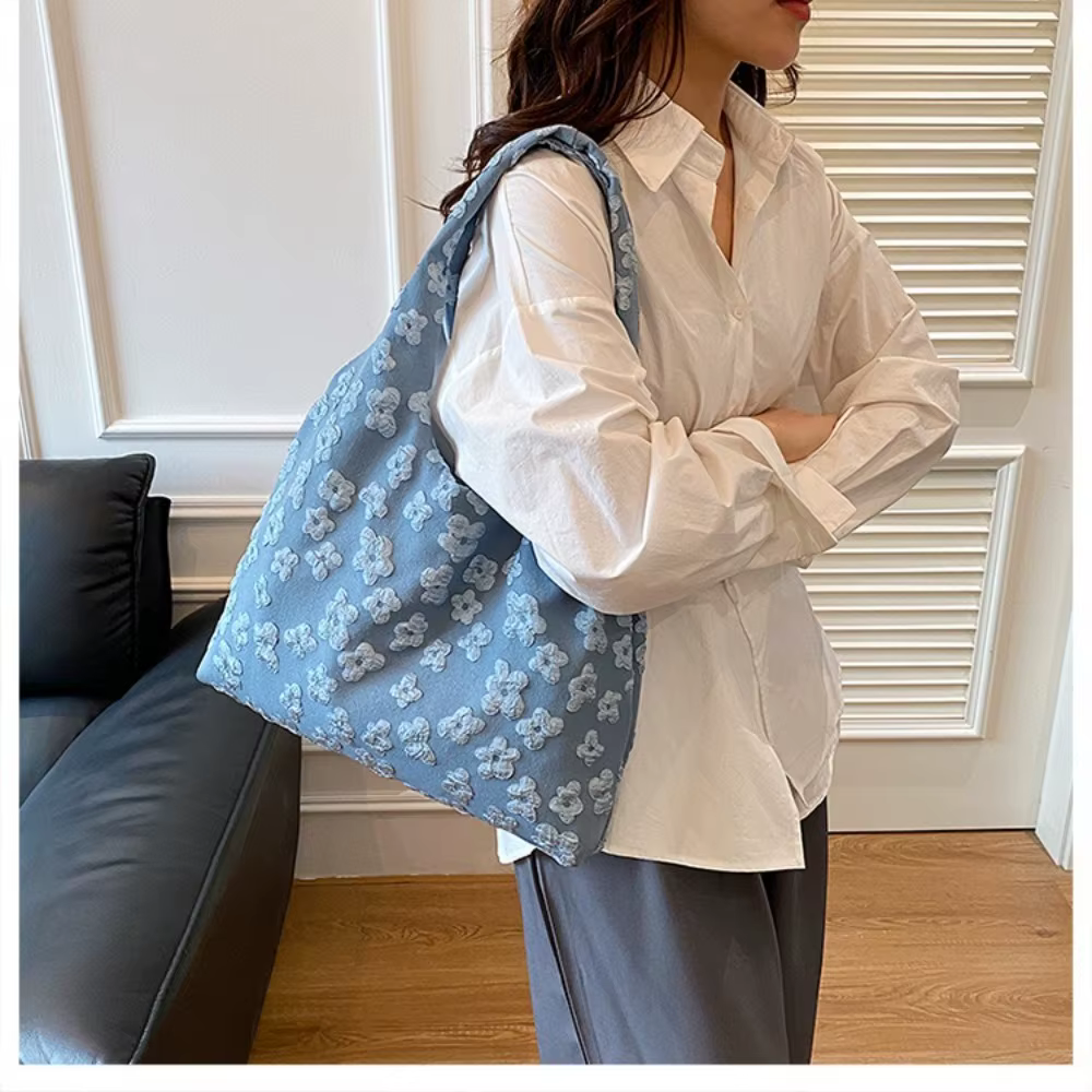Sac à main de Style japonais pour femmes, sac à bandoulière tendance de grande capacité, sac de Shopping à motif floral pour femmes
