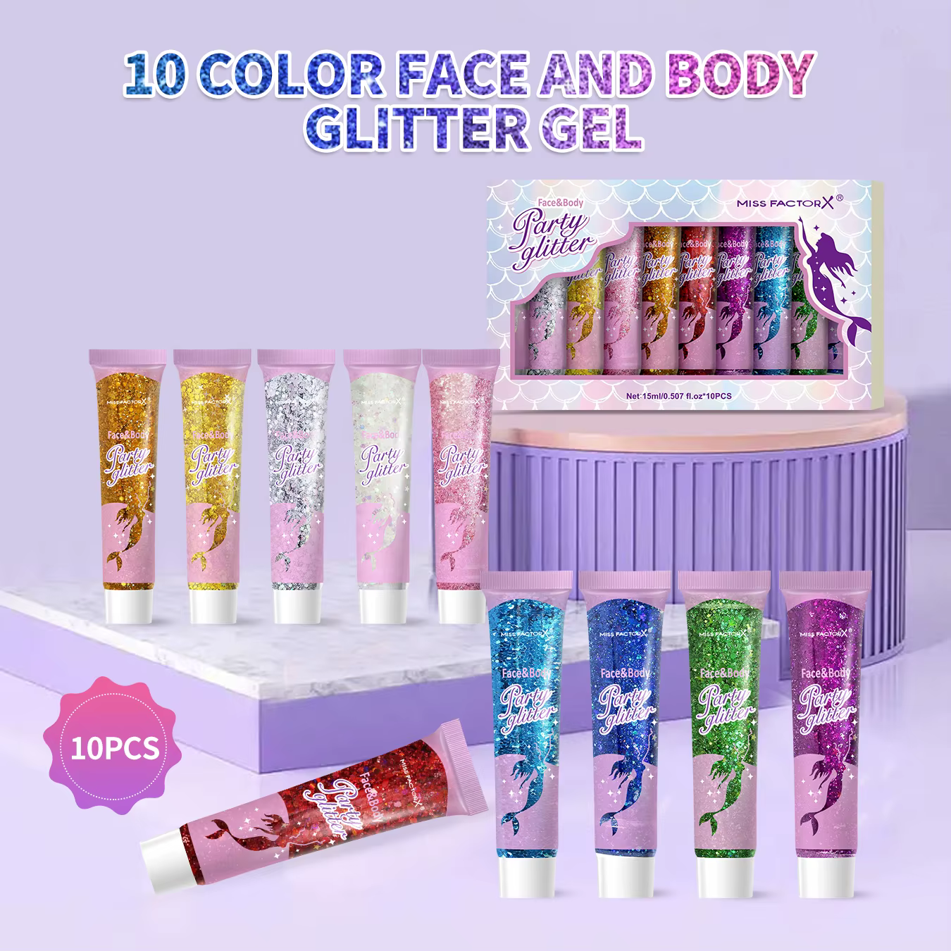 Gel à paillettes pour le corps