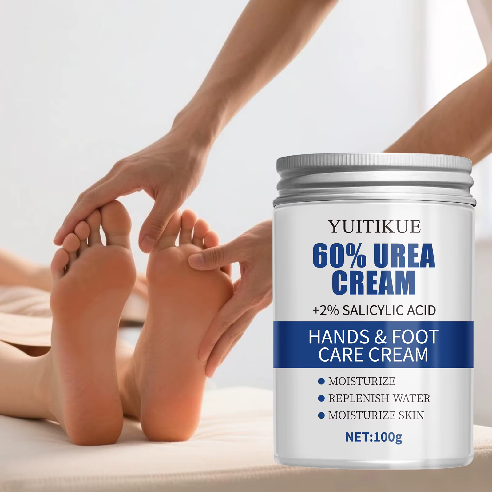 YUITIKUE Crème pour les pieds à l'urée 60 % 100 g - Réparation du talon craquelé en 2 semaines