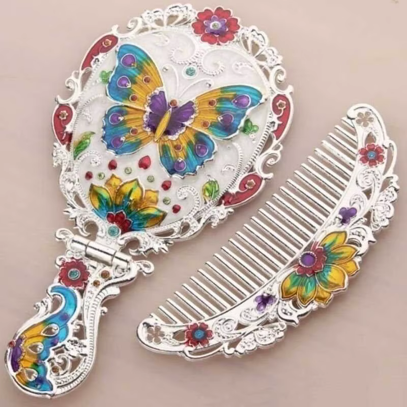 Miroir De maquillage à main Vintage esthétique petit miroir De Style européen Portable Espejo De Mano accessoires De décoration pour la maison