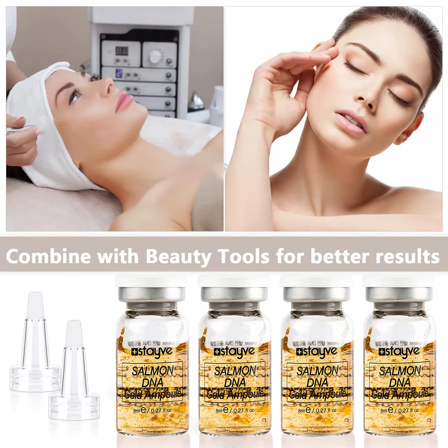 Kit de sérum ampoule dorée à l'ADN de saumon naturel 8ml Stayve Essence faciale hydratante