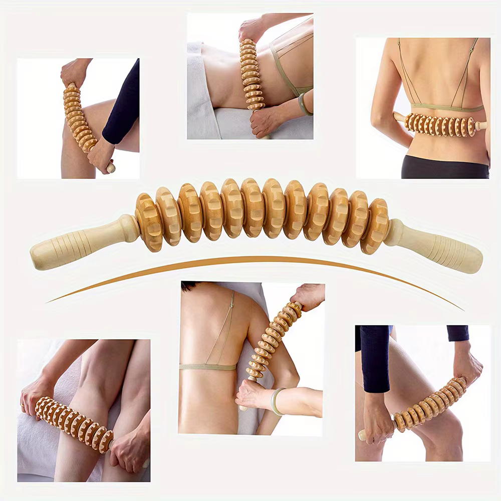 Rouleau de massage en bois pour la cellulite