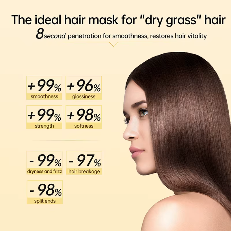 PURC 8 secondes masque capillaire lissant lissage kératine crème de traitement des cheveux réparation douce frisottis endommagé soins capillaires professionnels