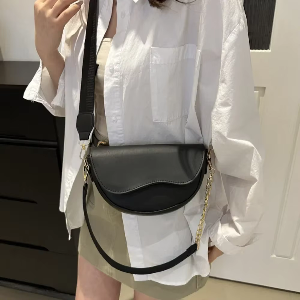 Femmes Vintage Double sangles sac à bandoulière nouvelle couleur unie Simple sac à bandoulière femmes sac de haute qualité en cuir PU sac à main sacs à main