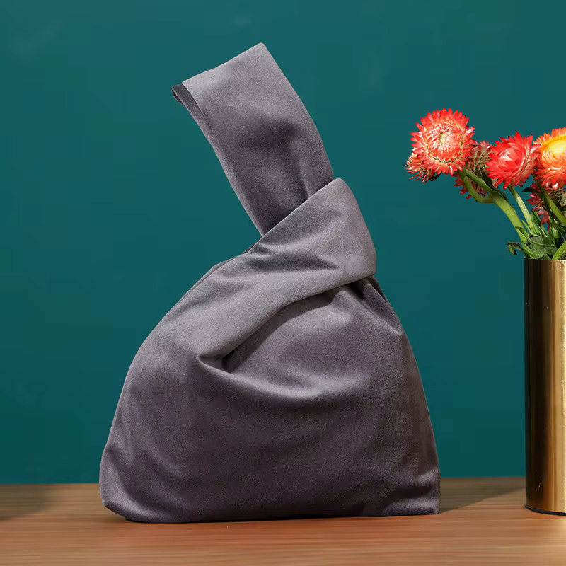 Sac à main Vintage en velours pour femmes, sac pliable réutilisable en tissu velours, sac de poignet Hefeng japonais, sac de rangement pour clés de marche