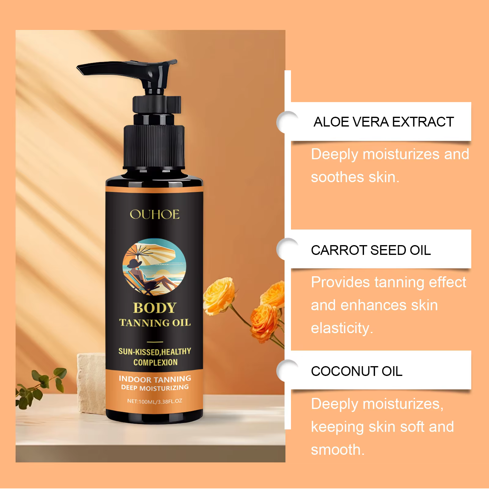 Sérum/Huile Bronzante à l'Aloe Vera pour le Visage et le Corps