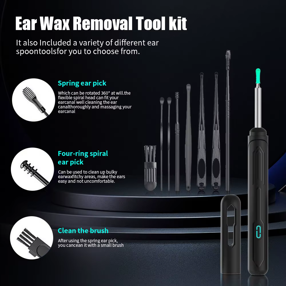 Nettoyeur d'oreille avec caméra, ensemble de bâtons d'oreille HD, Otoscope, chargement USB C, Endoscope, outil d'élimination de la cire, cure-oreille, ensemble de nettoyage d'oreille NK3 Pro