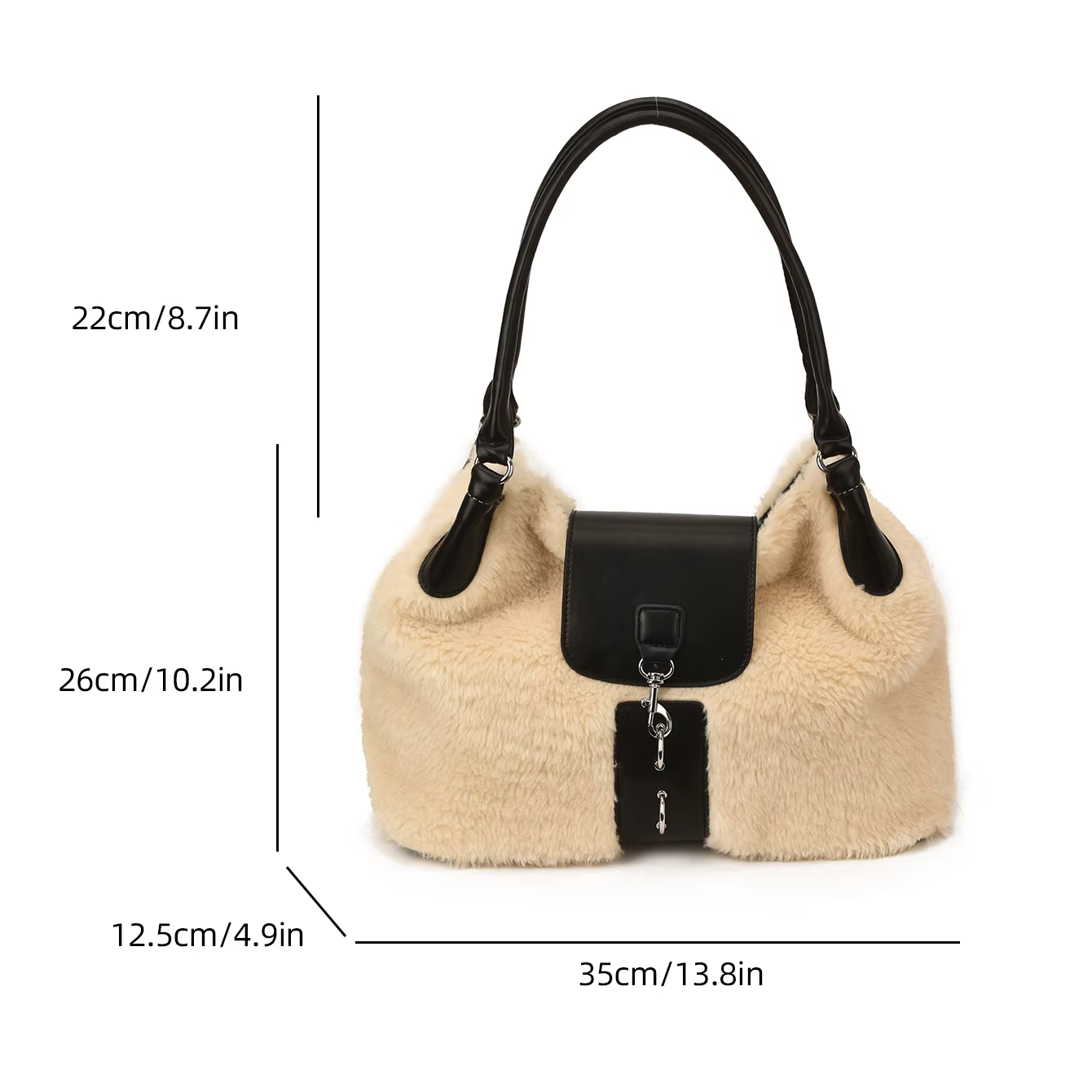 Sac à Main et Sac à Main de marque supérieure pour femmes, Sac à bandoulière en fausse fourrure de styliste, fourre-tout sous les bras en peluche moelleuse, Sac d'hiver