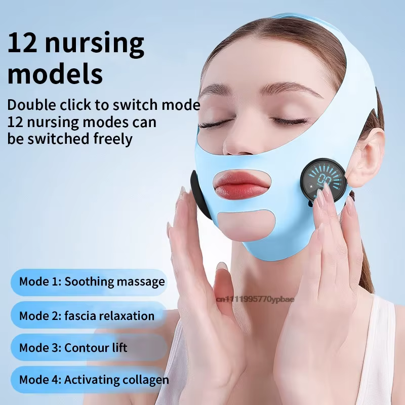 Appareil professionnel amincissant pour le visage avec micro-courant EMS - Masseur de contourment de la mâchoire pour