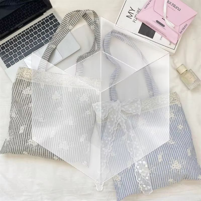 Sac à main en toile grande capacité avec bandoulière en dentelle, élégant sac de voyage